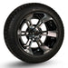 12" Stallion Black/Machined Aluminum Golf Cart Wheels and 215/40-12 Low-Profile DOT Street & Turf Tires Combo - Set of 4 (Choose your tire!) - GOLFCARTSTUFF.COM™