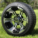 12" Stallion Black/Machined Aluminum SS Golf Cart Wheels and 215/35-12 Low-Profile Arisun Cruze DOT Street & Turf Tires Combo - Set of 4 (Choose your tire!) - GOLFCARTSTUFF.COM™