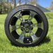 12" Stallion Black/Machined Aluminum SS Golf Cart Wheels and 215/35-12 Low-Profile Arisun Cruze DOT Street & Turf Tires Combo - Set of 4 (Choose your tire!) - GOLFCARTSTUFF.COM™
