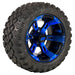 12" Stallion Electric Blue & Gloss Black Aluminum Golf Cart Wheels and 20x10R-12 GTW Nomad DOT All Terrain Extreme Golf Cart Tires - Set of 4 - GOLFCARTSTUFF.COM™