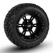 12" Stallion Gloss Black Aluminum Golf Cart Wheels and 20x10-12 All Terrain Golf Cart Tires - Set of 4 (Select your tire!) - GOLFCARTSTUFF.COM™