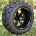 12" Stallion Gloss Black Aluminum Golf Cart Wheels and 20x10-12 All Terrain Golf Cart Tires - Set of 4 (Select your tire!) - GOLFCARTSTUFF.COM™