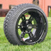 12" Stallion Gloss Black Aluminum Golf Cart Wheels and 215/35-12 Low-Profile DOT Street & Turf Tires Combo - Set of 4 (Choose your tire!) - GOLFCARTSTUFF.COM™