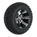 12" Stallion SS Wheels in Black and Machined Aluminum Finish and 23" All-Terrain Off-Road Arisun X-Trail Tires Combo - Set of 4 - GOLFCARTSTUFF.COM™