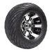 12" Stallion SS Wheels in Black and Machined Aluminum Finish and 23" Arisun Lightning Tires Combo- Set of 4 - GOLFCARTSTUFF.COM™