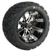 12" Tempest Black/Machined Aluminum Golf Cart Wheels and 20x10-12 Wanda DOT All Terrain Golf Cart Tires - Set of 4 - GOLFCARTSTUFF.COM™