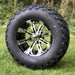 12" Tempest Black/Machined Aluminum Golf Cart Wheels and 23" DOT Approved All-Terrain Tires Combo- Set of 4 - GOLFCARTSTUFF.COM™