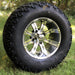 12" Tempest Gunmetal & Machined Aluminum Golf Cart Wheels and 23" DOT Approved All-Terrain Tires Combo- Set of 4 - GOLFCARTSTUFF.COM™