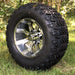12" Tempest Gunmetal & Machined Aluminum Golf Cart Wheels and 23" DOT Approved All-Terrain Tires Combo- Set of 4 - GOLFCARTSTUFF.COM™