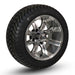 12" Tempest Gunmetal/Machined Aluminum Golf Cart Wheels and 215/40-12 Low-Profile DOT Street & Turf Tires Combo - Set of 4 (Choose your tire!) - GOLFCARTSTUFF.COM™