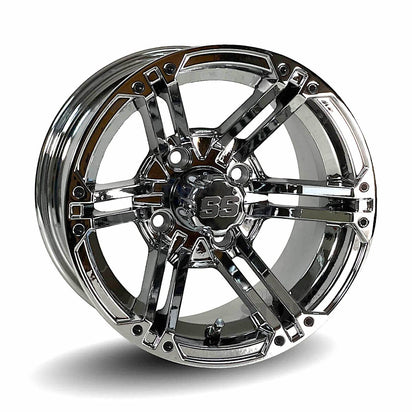 12" Terminator Mirrored Chrome Golf Cart Wheels - 12"x7" ET-12 Offset - GOLFCARTSTUFF.COM™