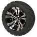 12" Vampire Black & Machined Aluminum Golf Cart Wheels and 20x10-12 All Terrain Off Road Golf Cart Tires - Set of 4 (Select your tire!) - GOLFCARTSTUFF.COM™