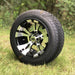 12" Vampire Black & Machined Aluminum Golf Cart Wheels and 215/50-12 Arisun Cruze Comfortride DOT Street & Turf Tires Combo - Set of 4 - GOLFCARTSTUFF.COM™