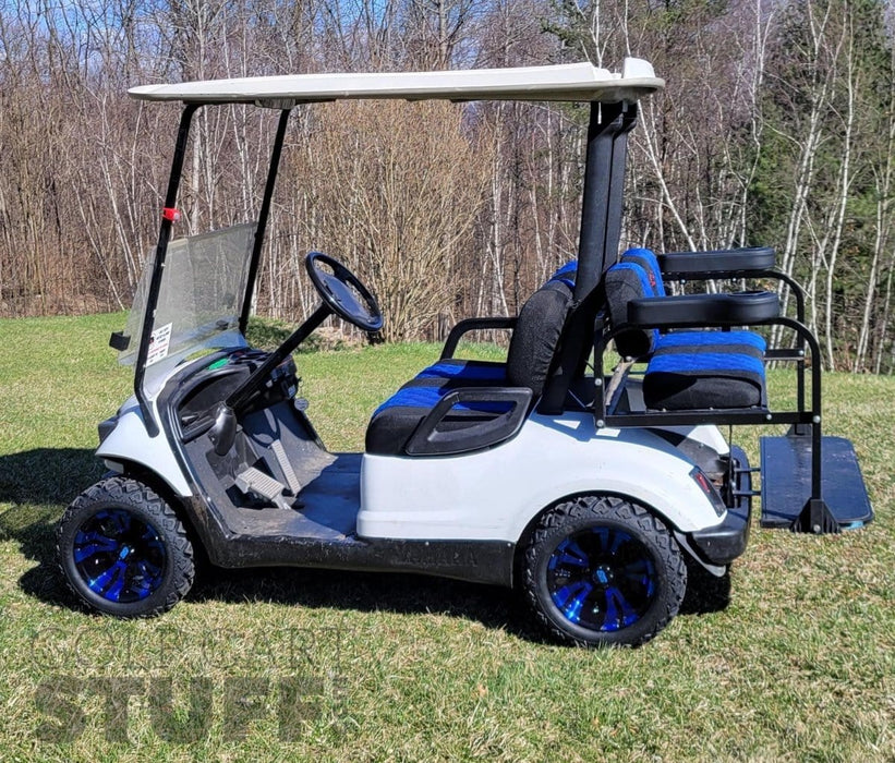 12" Vampire Black/Electric Blue GCS™ Colorway Golf Cart Wheels - 12"x7" ET-25 Offset - GOLFCARTSTUFF.COM™