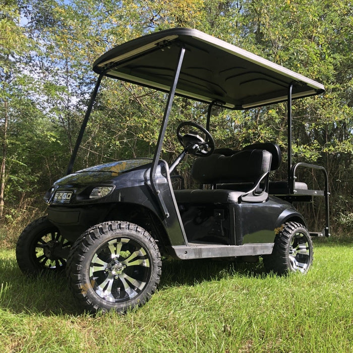 12" Vampire Black/Machined Aluminum Golf Cart Wheels and 20x10R-12 GTW Nomad DOT All Terrain Extreme Golf Cart Tires - Set of 4 - GOLFCARTSTUFF.COM™