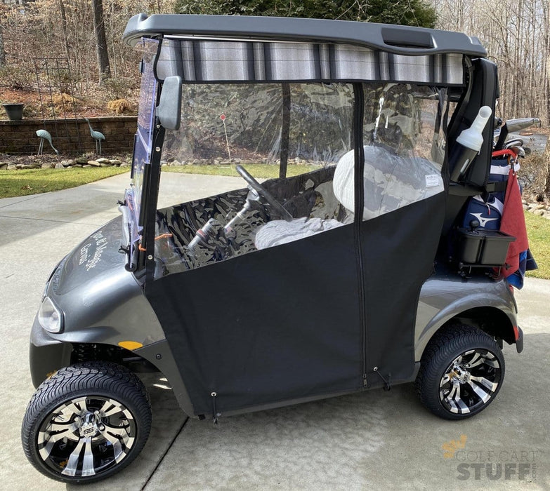 12" Vampire Black/Machined Aluminum Golf Cart Wheels and 215/35-12 Low-Profile DOT Street & Turf Tires Combo - Set of 4 - GOLFCARTSTUFF.COM™