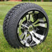 12" Vampire Black/Machined Aluminum Golf Cart Wheels and 215/35-12 Low-Profile DOT Street & Turf Tires Combo - Set of 4 (Choose your tire!) - GOLFCARTSTUFF.COM™