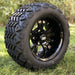 12" Vampire Gloss Black Aluminum Golf Cart Wheels and 20x10-12 All Terrain Off Road Golf Cart Tires - Set of 4 (Select your tire!) - GOLFCARTSTUFF.COM™