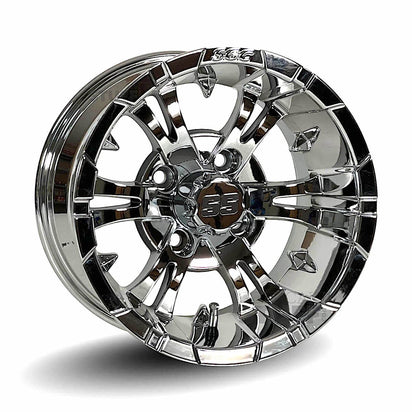 12" Vampire Mirrored Chrome Golf Cart Wheels - 12"x7" ET-20 Offset - GOLFCARTSTUFF.COM™
