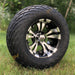 12" Vampire SS Wheels in Black and Machined Aluminum Finish and 23" Arisun Lightning Tires Combo- Set of 4 - GOLFCARTSTUFF.COM™