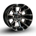 12" Venom Black/Machined Aluminum Golf Cart Wheels - 12"x7" ET-25 Offset - GOLFCARTSTUFF.COM™