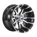 12" Venom SS Wheels in Black and Machined Aluminum Finish and 23" All-Terrain Off-Road Arisun X-Trail Tires Combo - Set of 4 - GOLFCARTSTUFF.COM™