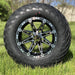 12" Volt Black/Machined Aluminum SS Golf Cart Wheels and 23" ARISUN Lightning DOT Street & Turf Tires Combo - Set of 4 - GOLFCARTSTUFF.COM™