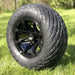 12" Volt Gloss Black Aluminum SS Golf Cart Wheels and 23" ARISUN Lightning DOT Street & Turf Tires Combo - Set of 4 - GOLFCARTSTUFF.COM™