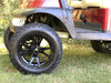 14" Apollo Gloss Black Aluminum Golf Cart Wheels and 23x10-14 Excel Sahara Classic All Terrain Off-Road Golf Cart Tires Combo- Set of 4 - GOLFCARTSTUFF.COM™