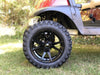 14" Apollo Gloss Black Aluminum Golf Cart Wheels and 23x10R-14 GTW Nomad Off-Road Steel Belted Radial Golf Cart Tires Combo- Set of 4 - GOLFCARTSTUFF.COM™