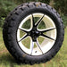 14" Apollo White/Black Aluminum Golf Cart Wheels and 22x10-14 Timberwolf DOT All Terrain Off-Road Golf Cart Tires Combo- Set of 4 - GOLFCARTSTUFF.COM™