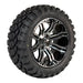 14" Caliber Black/Machined Golf Cart Wheels and 23" Golf Cart Tires Combo - Set of 4 - GOLFCARTSTUFF.COM™