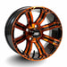 14" Caliber Citrus Orange/Black GCS™ Colorway Aluminum Golf Cart Wheels - 14"x7" ET-15 Offset - GOLFCARTSTUFF.COM™
