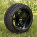 14" Dominator Aluminum SS Wheels in Matte Black Finish and 205/30-14 Low-Profile Arisun Cruze Turf Tires Combo - Set of 4 - GOLFCARTSTUFF.COM™