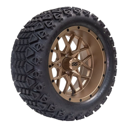 14" Matrix SS Wheels in Matte Bronze Finish and 23" All-Terrain Off-Road Arisun X-Trail Tires Combo- Set of 4 - GOLFCARTSTUFF.COM™