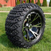14" Ranger Black/Machined Aluminum Golf Cart Wheels and 23" DOT All-Terrain Off-Road Tires Combo- Set of 4 - GOLFCARTSTUFF.COM™