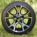 14" Slingshot Black/Machined Aluminum Golf Cart Wheels and 205/30-14 Low-Profile DOT Street & Turf Tires Combo - Set of 4 - GOLFCARTSTUFF.COM™