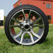 14" Slingshot Gunmetal/Machined Aluminum Golf Cart Wheels and 205/30-14 Low-Profile DOT Street & Turf Tires Combo - Set of 4 - GOLFCARTSTUFF.COM™