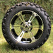 14" Stallion Black/Machined Aluminum Golf Cart Wheels and 23x10-14 DOT All Terrain Off-Road Golf Cart Tires Combo- Set of 4 (Choose your tire!) - GOLFCARTSTUFF.COM™