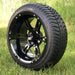 14" Stallion Gloss Black Aluminum Golf Cart Wheels and 205/30-14 Low-Profile DOT Street & Turf Tires Combo - Set of 4 - GOLFCARTSTUFF.COM™
