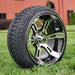 14" Stallion Machined/Black Aluminum Golf Cart Wheels and 205/30-14 Low-Profile DOT Street & Turf Tires Combo - Set of 4 - GOLFCARTSTUFF.COM™
