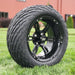 14" Stallion SS Wheels in Gloss Black Finish and 23" Arisun Lightning Tires Combo- Set of 4 - GOLFCARTSTUFF.COM™