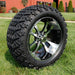 14" Storm Trooper SS Wheels in Black and Machined Aluminum Finish and 23" All-Terrain Off-Road Arisun X-Trail Tires Combo- Set of 4 - GOLFCARTSTUFF.COM™