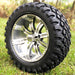 14" Tempest Gunmetal/Machined Golf Cart Wheels and 23x10R-14 GTW Nomad Off-Road Radial Golf Cart Tires Combo- Set of 4 - GOLFCARTSTUFF.COM™