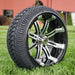 14" Tempest Machined/Black Aluminum Golf Cart Wheels and 205/30-14 Low-Profile DOT Street & Turf Tires Combo - Set of 4 - GOLFCARTSTUFF.COM™