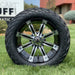 14" Tempest SS Wheels in Black and Machined Aluminum Finish and 23" Arisun Lightning Tires Combo- Set of 4 - GOLFCARTSTUFF.COM™