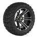 14" Terminator Black/Machined Aluminum Golf Cart Wheels and 23x10-14 DOT All Terrain Off-Road Golf Cart Tires Combo- Set of 4 (Choose your tire!) - GOLFCARTSTUFF.COM™
