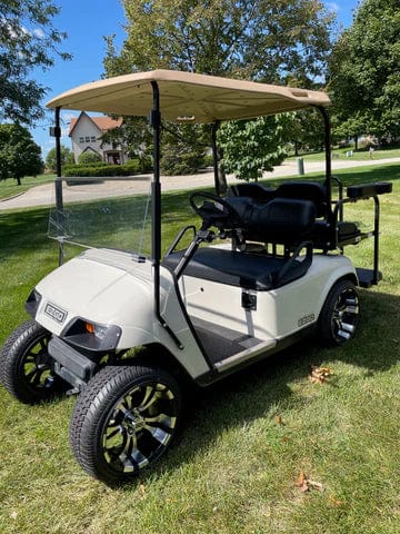 14" Vampire Black/Machined Aluminum Golf Cart Wheels and 205/30-14 Low-Profile DOT Tires Combo - Set of 4 - GOLFCARTSTUFF.COM™