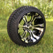 14" Vampire Machined/Black Aluminum Golf Cart Wheels and 205/30-14 Low-Profile DOT Street & Turf Tires Combo - Set of 4 - GOLFCARTSTUFF.COM™