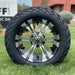 14" Vampire SS Wheels in Black and Machined Aluminum Finish and 23" Arisun Lightning Tires Combo- Set of 4 - GOLFCARTSTUFF.COM™